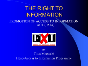 THE RIGHT TO INFORMATION