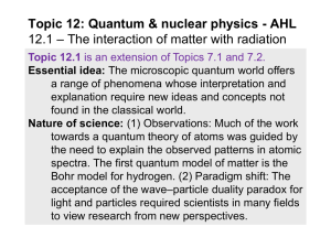 Topic 12.1 - The interaction of matter with radiation