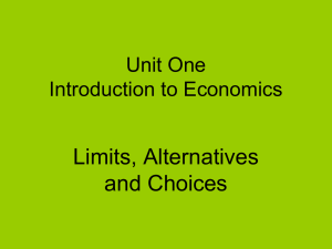 Unit One Introduction to Economics