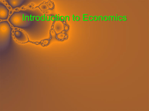Lecture I - Introduction to Economics