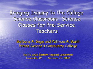 Bringing Inquiry to the College Science Classroom: Science Classes