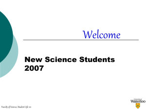 Welcome Science Frosh Class of 2002