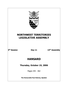 hn061019 - Legislative Assembly of The Northwest Territories