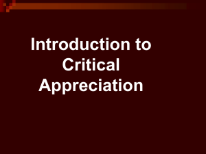 WHY CRITICAL APPRECIATION?
