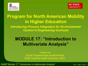 NAMP Module 17: “Introduction to Multivariate Analysis”