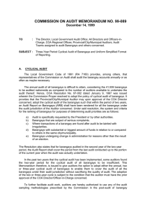 commission on audit memorandum no. 99-089