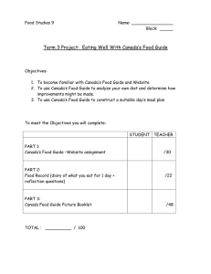 Canada Food Guide Project - Miss Seo's Food Studies Website