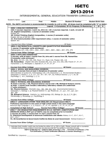 IGETC General Education Check Sheets