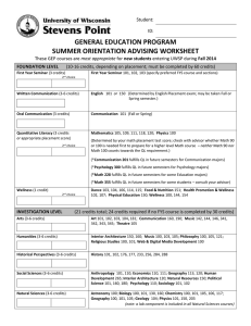 general education program summer orientation advising worksheet