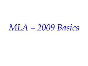 MLA * 2009 Basics - ENGLISH 10 and HONORS ENGLISH 10