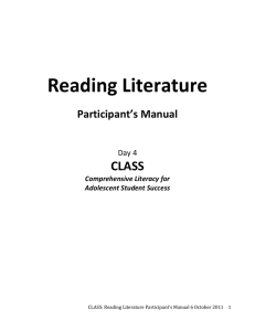 Reading Literature Strand CCSS Key Ideas and Details