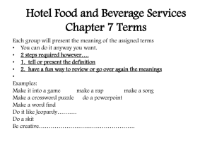 Hotel Food and Beverage Services Chapter 7 Terms