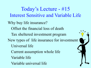 Today's Lecture - #15 Interest Sensitive and Variable Life
