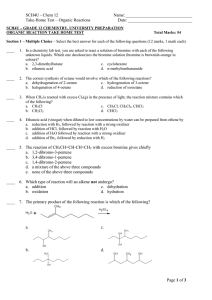 SCH4U - Organic Reactions Take Home Test