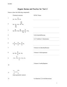 Organic Chemistry Unit - SCH4U-SCHS