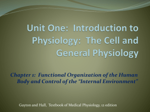 Unit One: Introduction to Physiology: The Cell and