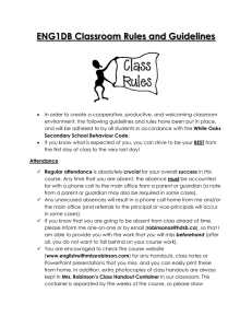 Classroom Rules and Guidelines