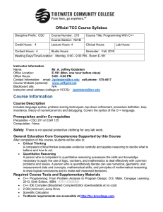 Official TCC Course Syllabus