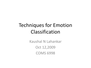 Techniques for Emotion Classification