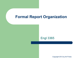 Formal Report Organization