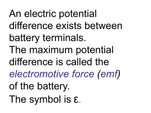 An electric potential difference exists between