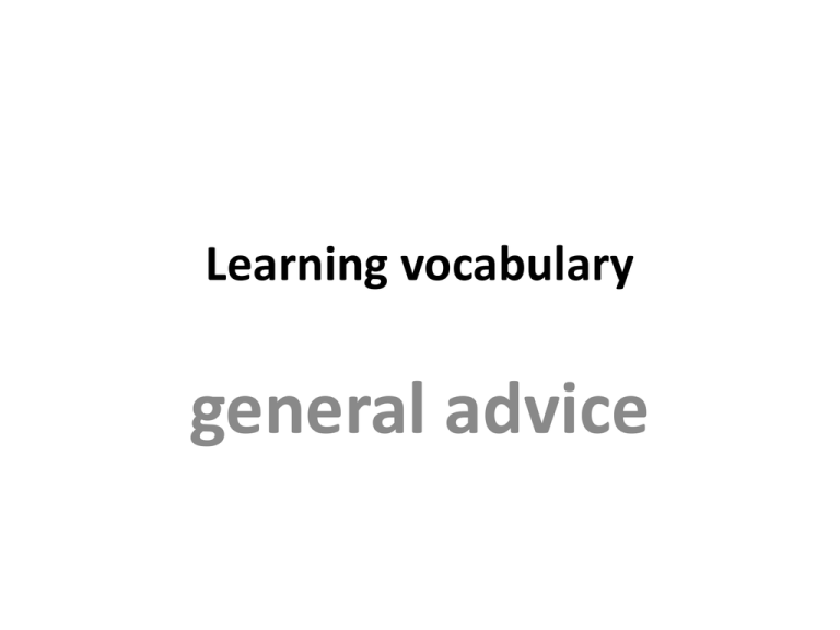 Learning Vocabulary