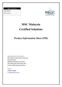 MSC Malaysia Certified Solutions Product Information Sheet (PIS)