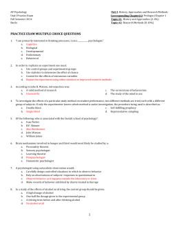 Psychology Unit One Test Review