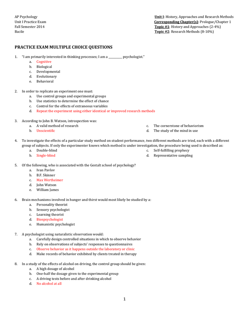 Unit 1 Practice Test Answer Key