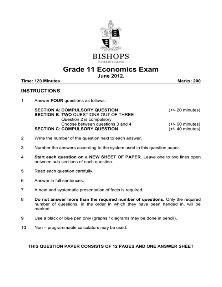 economics grade 11 assignment 2023 memorandum term 3