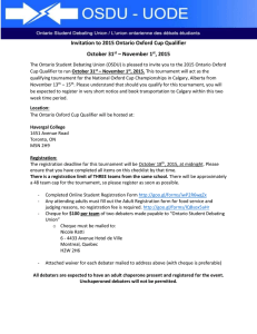 Invitation to 2015 Ontario Oxford Cup Qualifier October 31 st