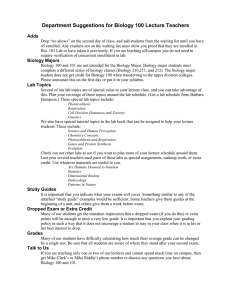 Biology Dept. Suggetions of Lecture