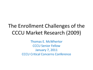 The Enrollment Challenges of the CCCU Market Research (2009)