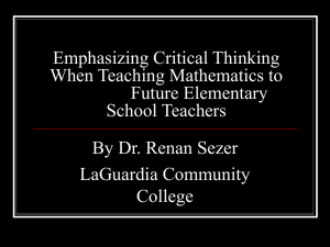 Emphasizing Critical Thinking When Teaching Mathematics to