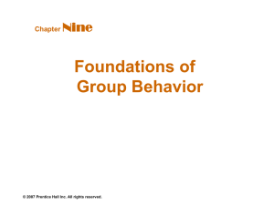 Chapter 9 – Foundations of Group Behavior