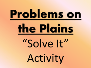 Problems on the Plains *Solve It* Activity
