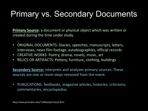 Primary vs. Secondary Documents