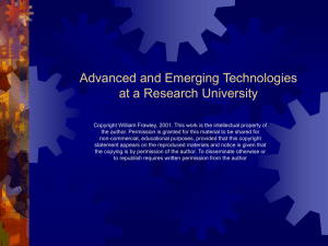 Advanced and Emerging Technologies at a Research University