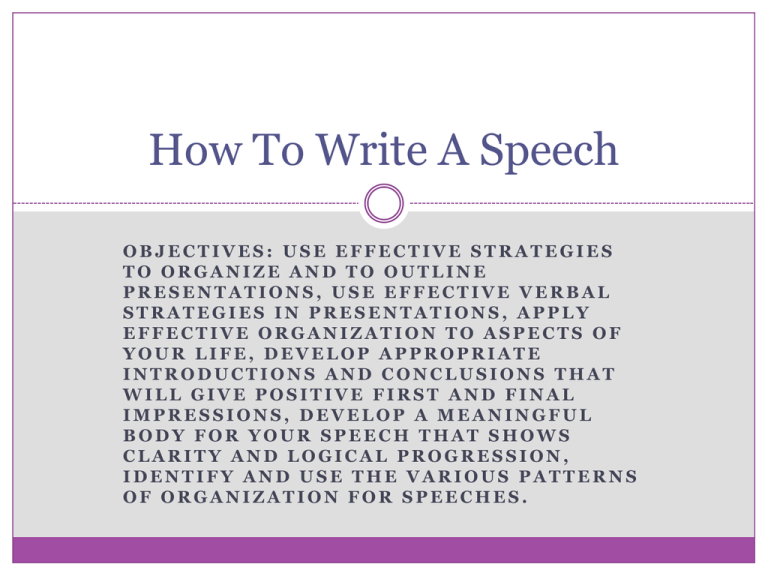 how to write a speech brainly