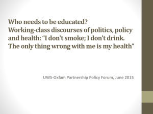 UWS-Oxfam Policy Forum : "What do local