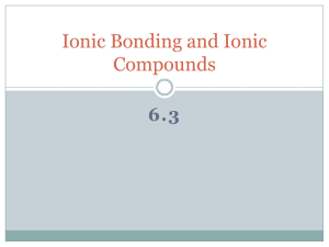 Ionic Bonding an Ionic Compounds - Belle Vernon Area School District
