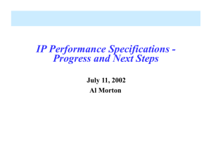 IP Performance Specifications: Progress and Next Steps