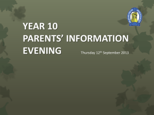 Whitchurch High School Year 10 Parents Information Evening
