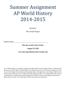 Map #1: AP World History World Regions – a Big Picture View