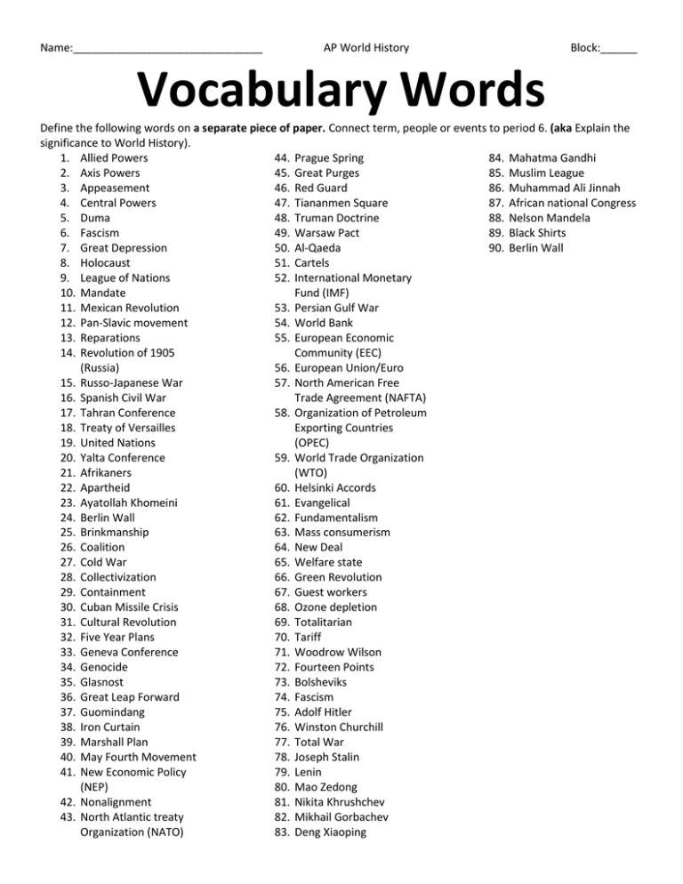 Vocabulary Words