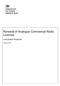 Consultation Response to Renewal of Analogue Commercial Radio