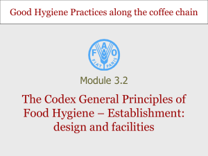 Design and Facilities - The Codex General Principles of Food Hygiene