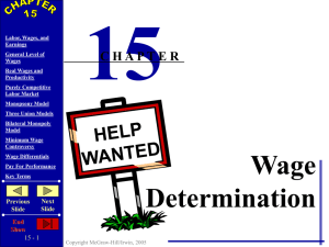 Chapter 15 WAGE DETERMINATION