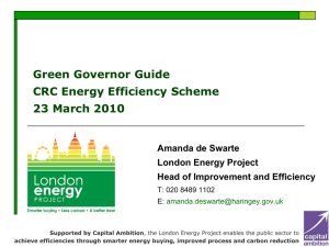 First Steps in Energy Efficiency: The New CRC Energy Efficiency