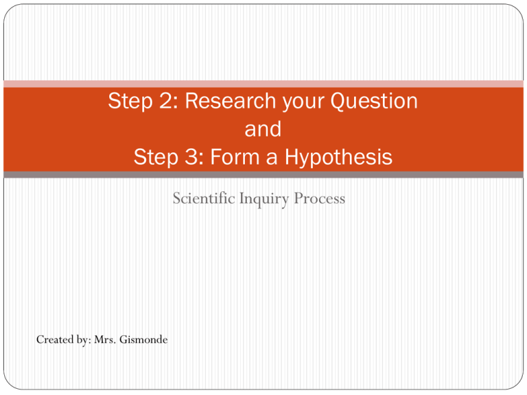 next step after formulation of hypothesis